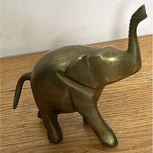 Vintage Brass Elephant MCM Small Paperweight Office Gift Teacher Collector